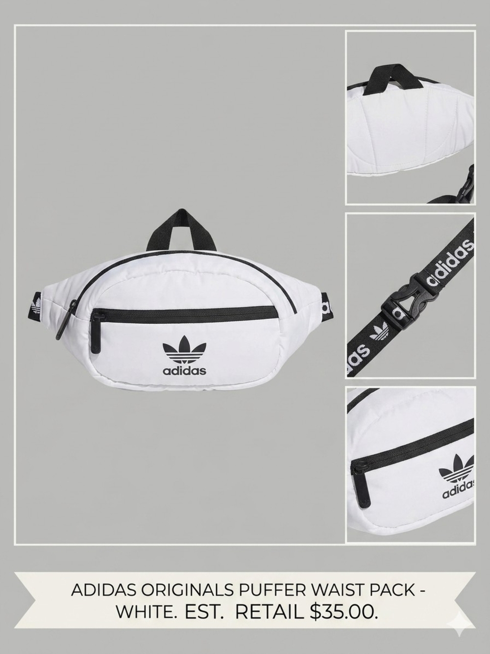 adidas Originals White Puffer Waist Pack